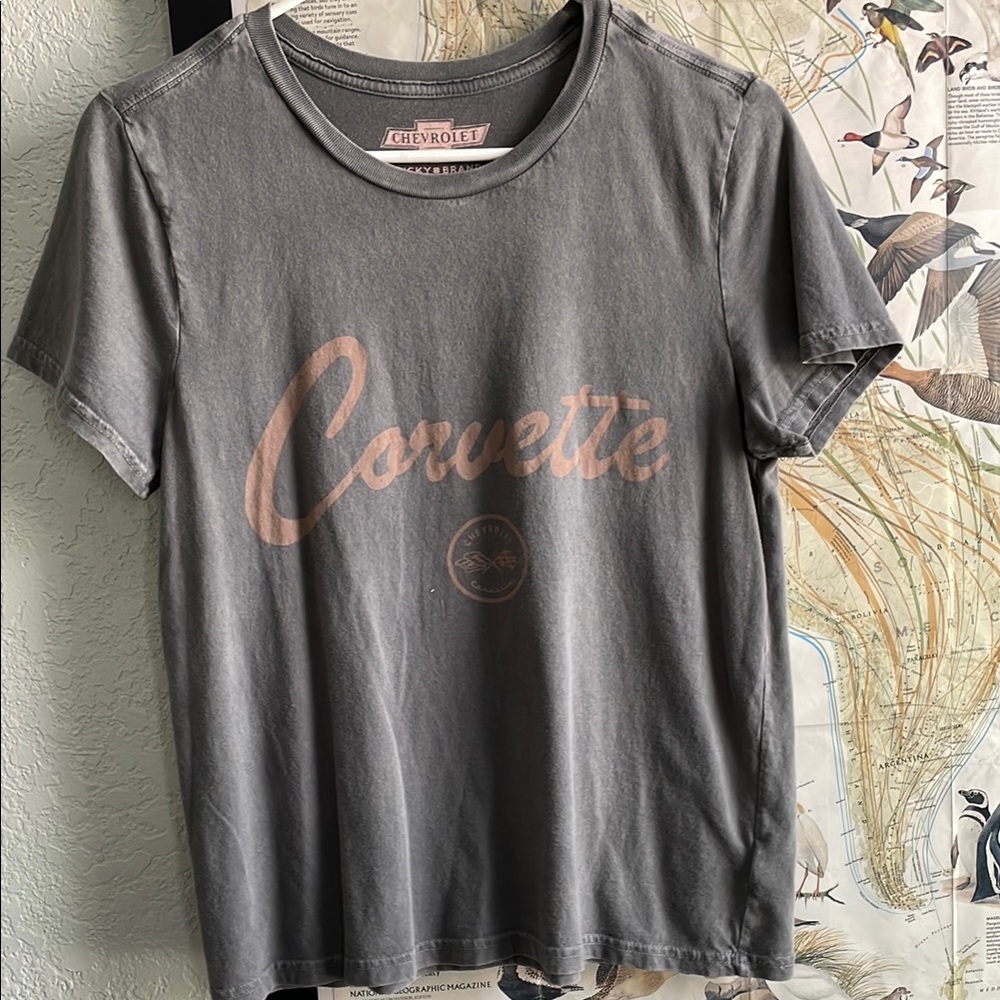 Lucky Brand Gray and Gold Short Sleeve Tee
